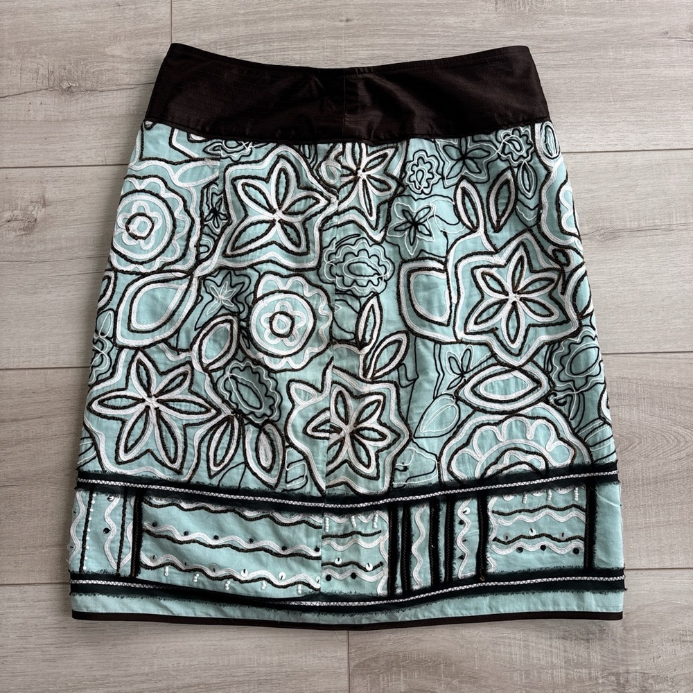 Detailed Blue and Brown Skirt